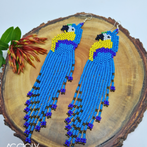 Brinco de Miçangas Tchecas Arara Azul