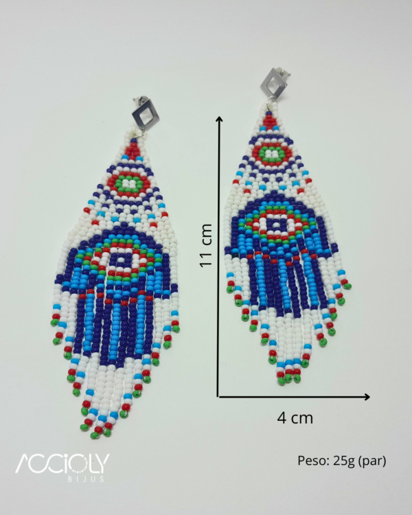 Brinco de Miçangas Tchecas Mão de Fátima