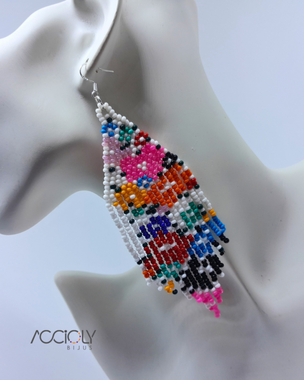 Brinco de Miçangas Tchecas Floral Multicolorido