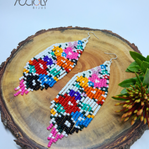 Brinco de Miçangas Tchecas Floral Multicolorido