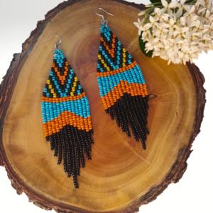 Brinco de Miçangas Tchecas Étnico Colorido