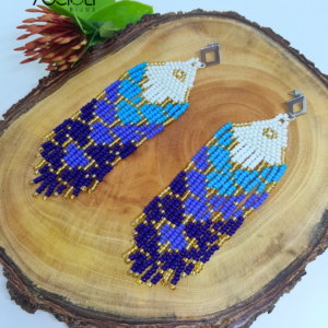 Brinco de Miçangas Tchecas Geométrico Azul