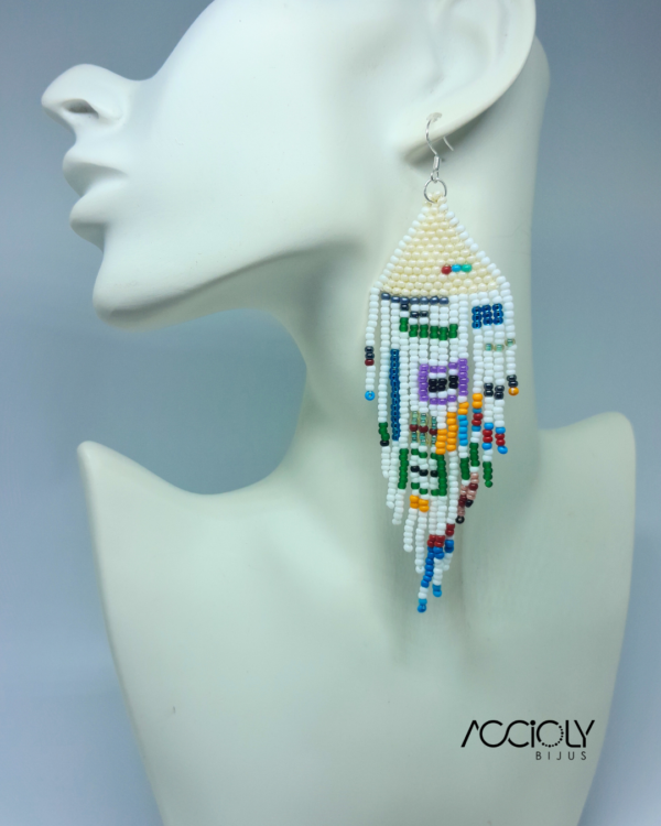 Brinco Boho multicolorido de miçangas tchecas