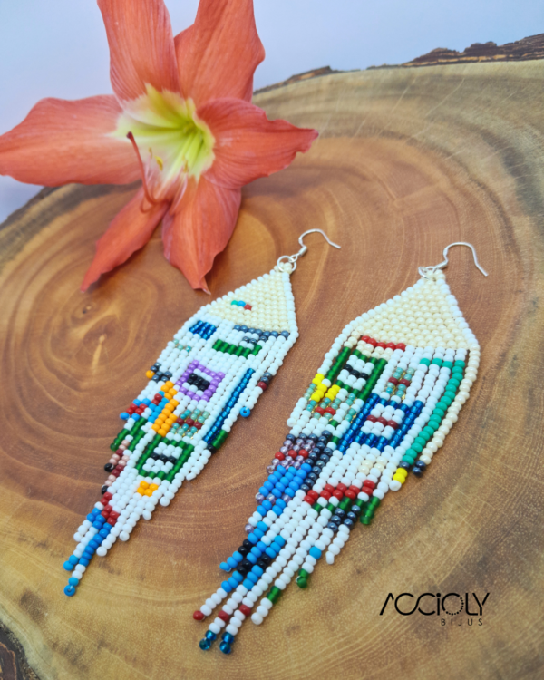 Brinco Boho multicolorido de miçangas tchecas