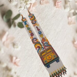 Maxi Colar Branco com Franja Paz e Amor