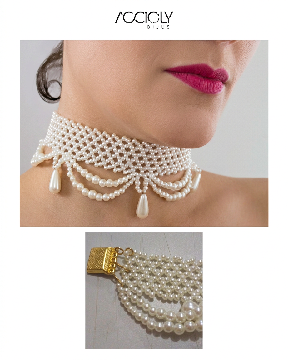Choker de Pérolas Elegante